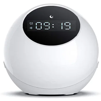 

Best Wake Up Light Alarm Clock, Bluetooth Speaker Table Lamp Kids Alarm Clock for Bedroom, Tap/ Knock to Change Color Lights, Ni