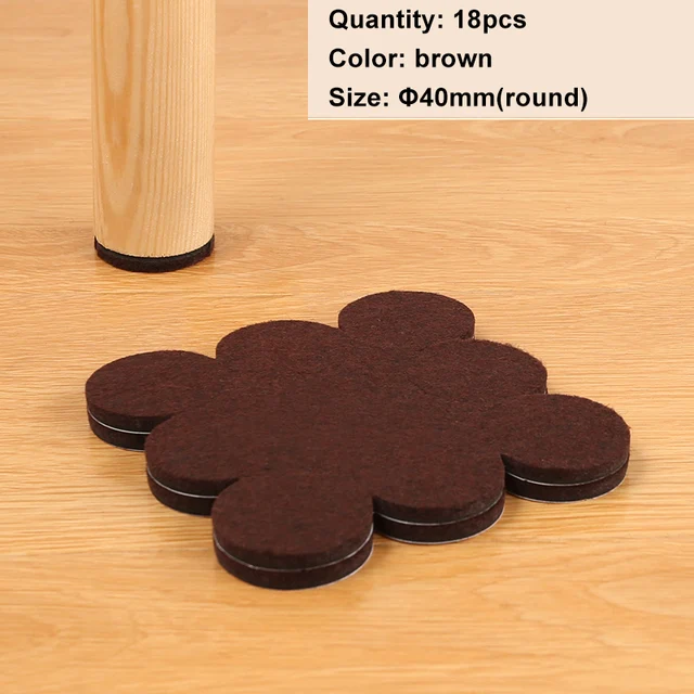 Felt Chair Leg Pads Floor Protectors Table Furniture Leg Feet Cover Caps Round 5mm Thick Anti Scratch Furniture Felt Pads DIA 40mm 18PCS