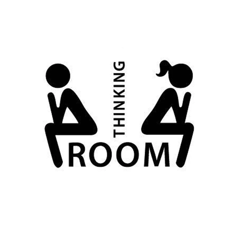 

1PCS Funny Thinking Room Closestool Sticker Door Logo Sticker For Bathroom Closestool Decal Home Decor Hot Sale