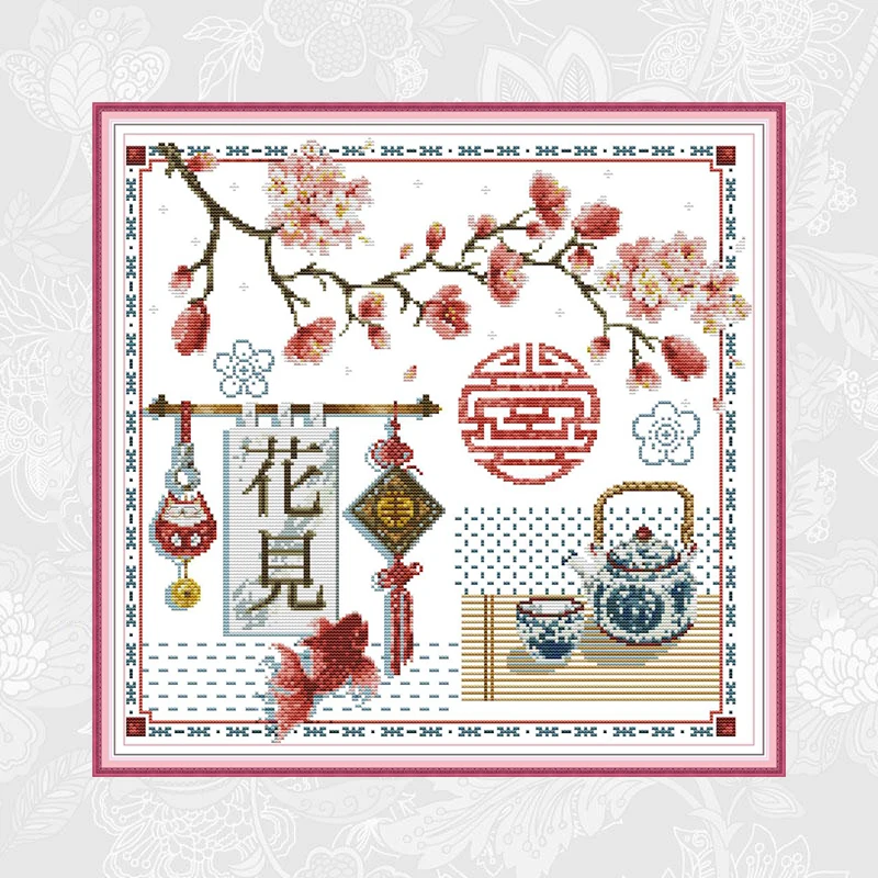 

Han nationality culture Cross-stitch Print on Canvas DMC DIY Handmade Crafts Cross Stitch kits Embroidery Needlework Sets