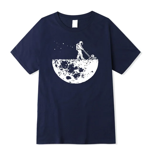 Highquality 100%cotton Lunar cleaner printing street style casual short sleeve men T shirt cool loose o-neck tshirt male t-shirt Navy-2018220