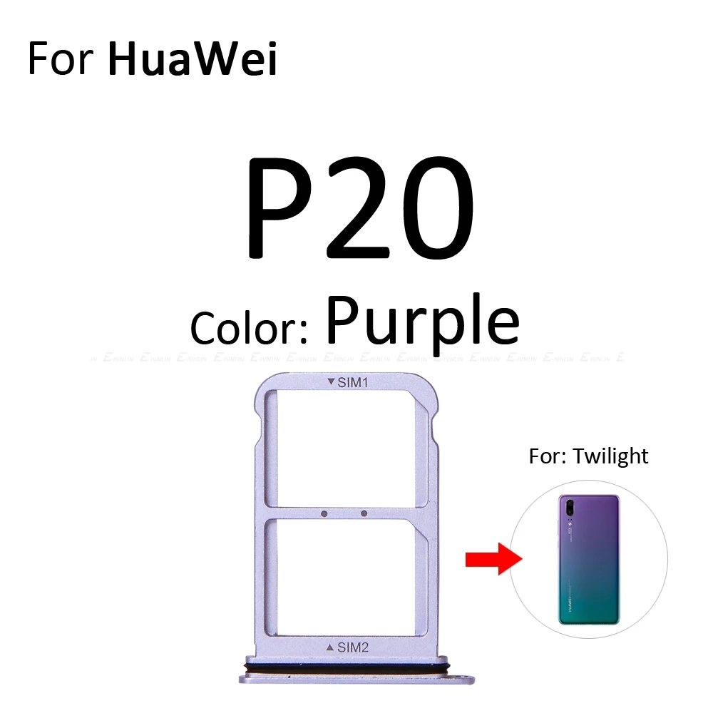 Micro SD sim-карта слот, разъем для лотка адаптер Коннектор кард-ридера для HuaWei P20 Pro Lite контейнер держатель запасные части - Цвет: For P20 Purple