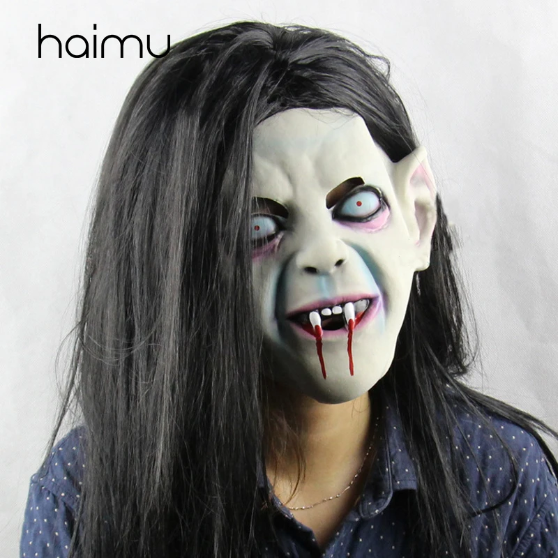 

Full Face Horror The Grudge High Quality Latex Mask Halloween Dancing Party Prop Headgear Party Props Wig Terror Masks