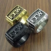 Punk 316L Stainless Steel Silver color Black FTW Middle Finger Mechanical Screw Motor Cycle Letter Biker Ring Sports Rider Ring 1