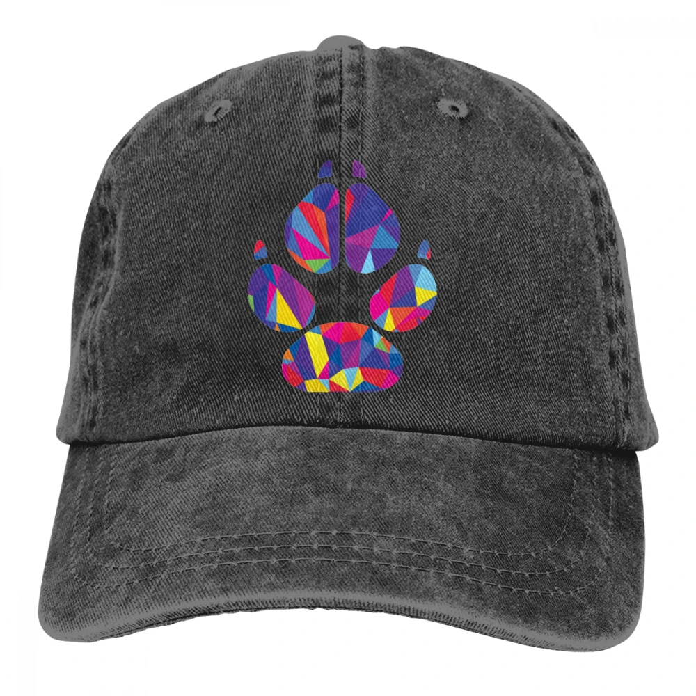 Colorfull собачья лапа Добро пожаловать Casquette черный унисекс Мужские Женские джинсовые бейсболка с ремешком кепки Регулируемый Гольф папа шляпа
