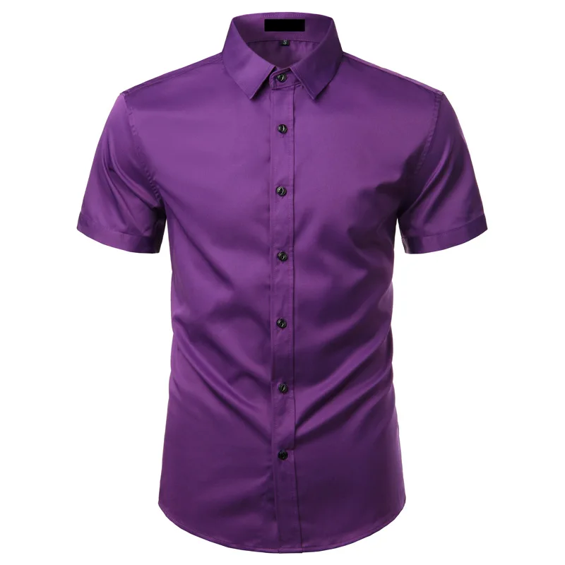 camisa masculina de fibra de camisa branca para homens com manga camisa casual de camisa masculina sem ferro com cuidado camisa elástica para negócios