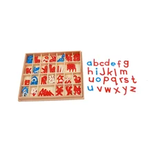 

Montessori Mobile Alphabet Box Wooden Red & Blue Letter Pieces Language Learning Tools for Children Early Educational Toy Kids