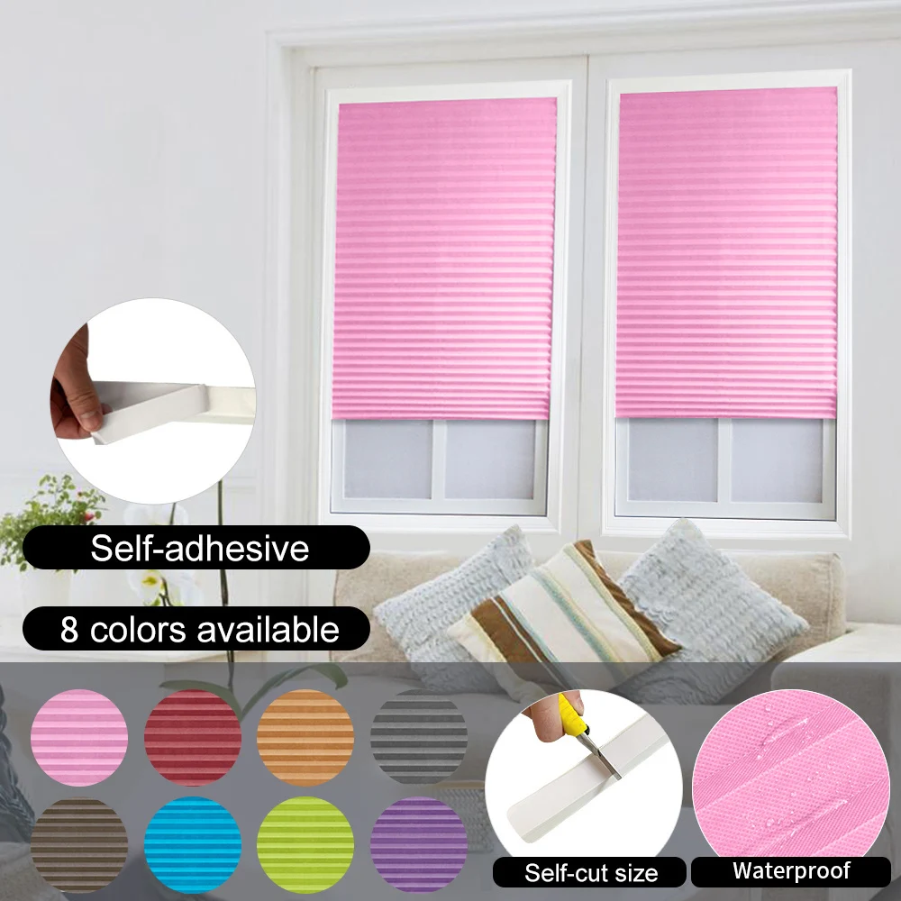 Самоклеющиеся плиссированные жалюзи занавески для окон полузатемненные Оконные