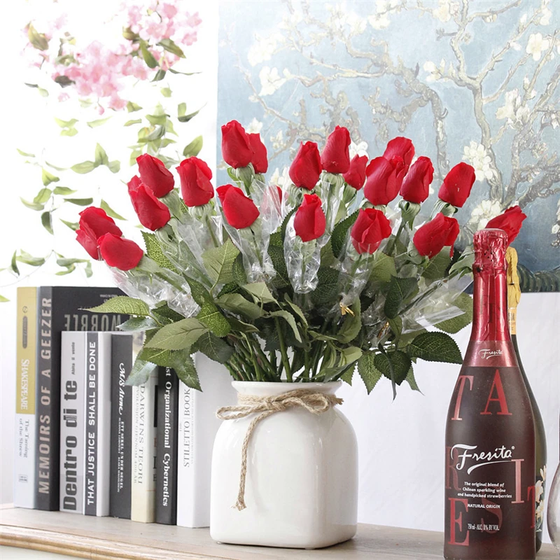 25pcslot Fresh rose Artificial Flowers Real Touch rose Flowers, Home decorations for Wedding Party or Birthday (5)