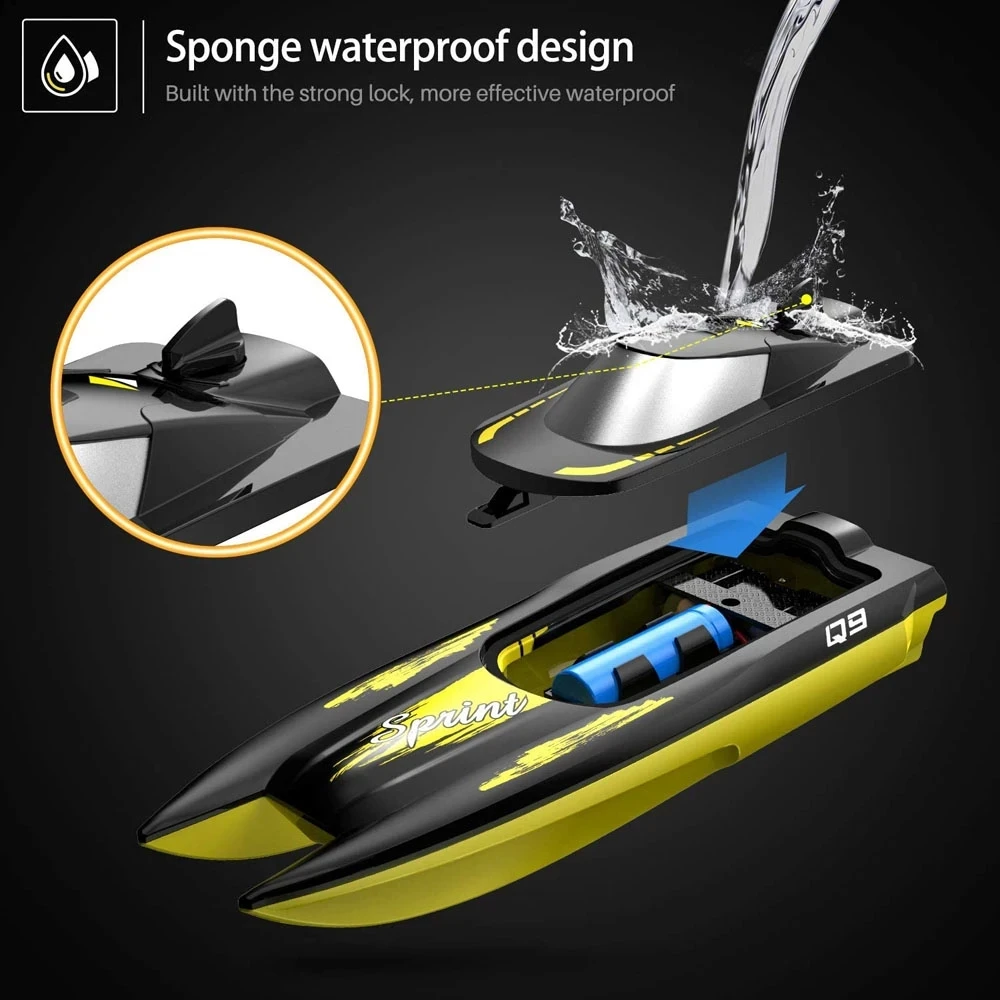 2.4GZH Remote Control Boat Dual Motors 10 KM/H 9 Inches Radio Control Boat Playing Time 20 Minutes 8+ Years Old Distance 50-80 m 2