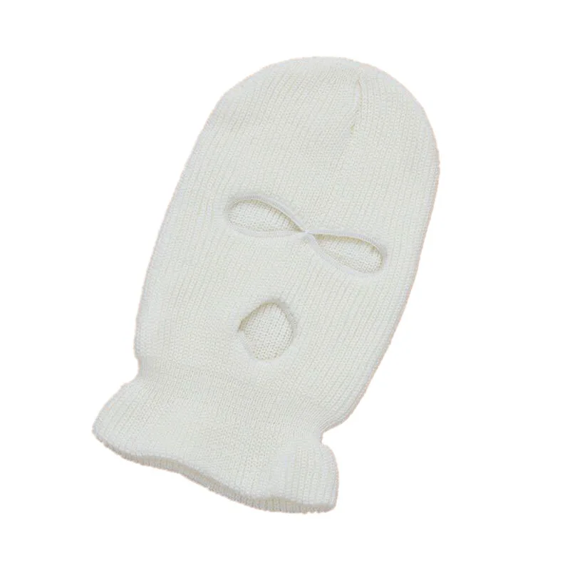 100% Acrylic Winter 3 Hole Balaclava Ski Mask Windproof Solid Color Knitted Balaclava 3 Hole fleece lined beanie