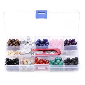 

240x Loose Round Stones Natural Amethyst Lava Mixed Color Bracelet Jewelry Making Tool Kit