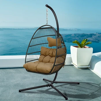 

Furniture Swing-Chair Outdoor Patio Egg Swing Hammock With Stand Hang Rattan With Cushion Cradle Chair For Garden Balcony Home