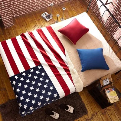 USA Flag Фланелевое Флисовое одеяло с изображением американского флага, теплое мягкое одеяло с британским флагом на диване/кровати для путешествий, плотное зимнее клетчатое покрывало - Цвет: USA Flag