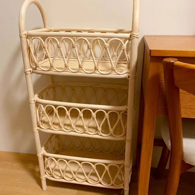 Simple and modern style rattan floor multi-layer storage rack 6