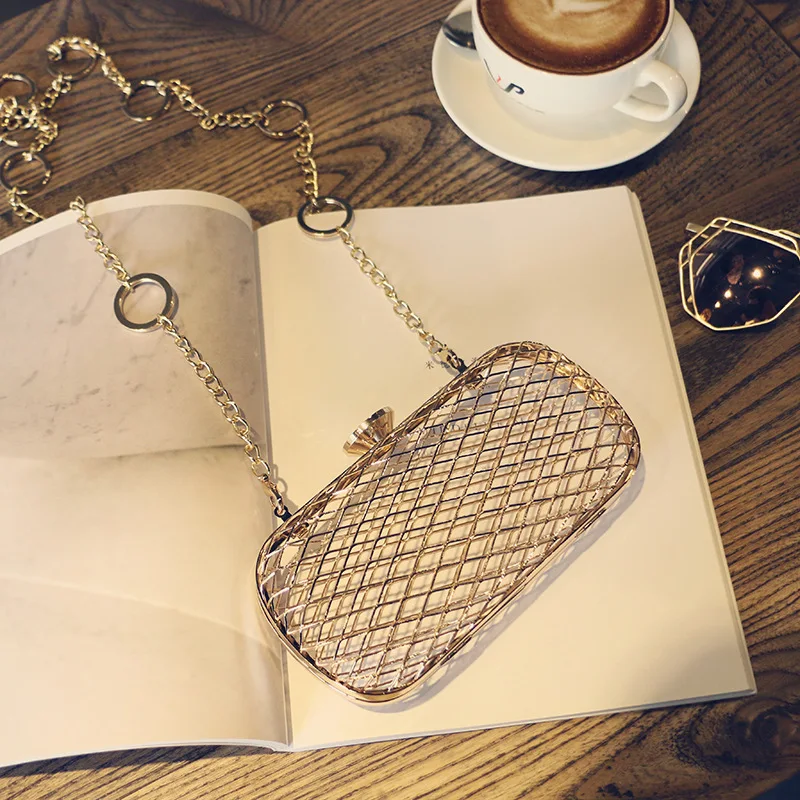 

2020 New Style WOMEN'S Bag Hollow out Metal Mesh Evening Bag Shoulder Diagonal BIRD'S NEST Bag Clutch Bag
