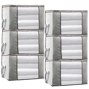

Large Capacity Storage Bag,Gray Foldable Closet Organizer Clothing Storage Bags with Clear Window, Reinforced Handle and Sturdy