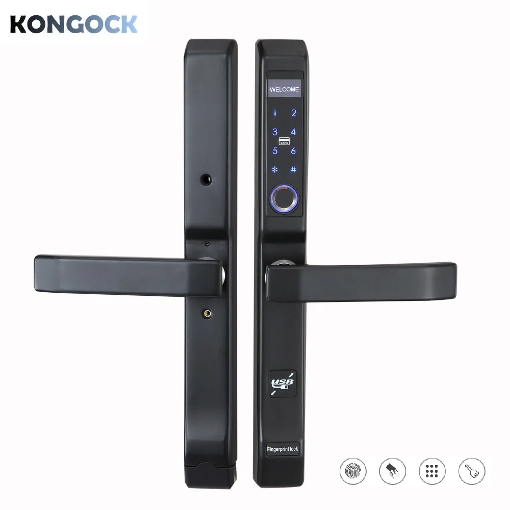 

Biometric Fingerprint sliding door lock, digital password keyless electronic card access door-lock with key