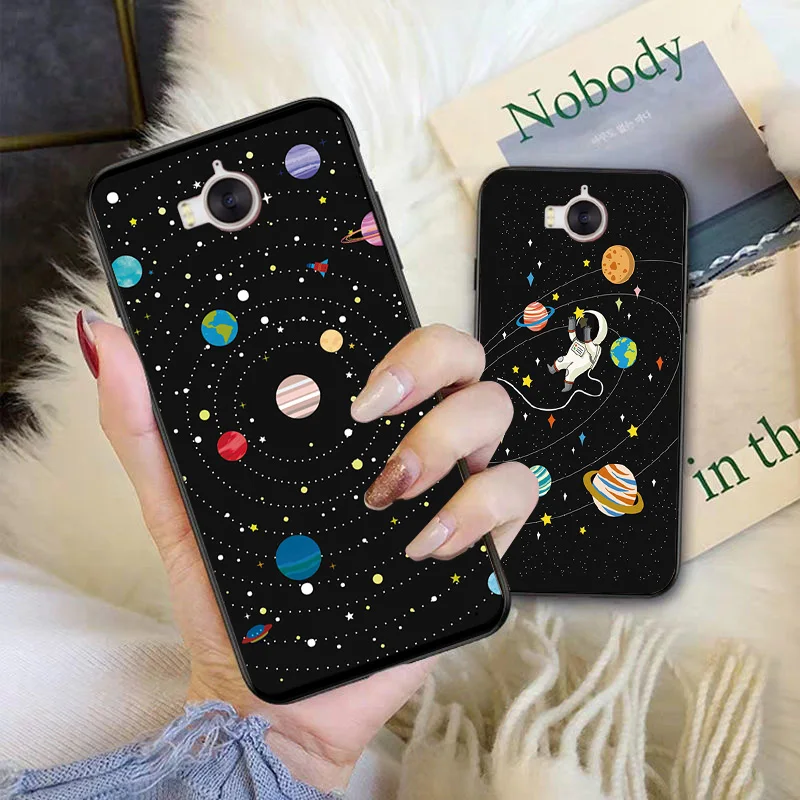 Черный чехол из ТПУ для Huawei Y5 Y6 Y7 Prime Pro Y5Lite Y9 2018 задняя крышка с рисунком
