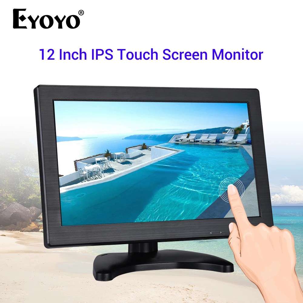 EYOYO EM12Q 1" ips 1920*1080 FHD емкостный сенсорный монитор ЖК-экран ТВ Компьютерный дисплей с VGA HDMI USB динамик для ПК CC tv