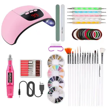 

Nail Tool Kit 45W UV Lamp For Manicure Electric Nail Drill Pen Nail Drill Bits Set Nail Dotting Pens Nail File Tool Nail Brushes