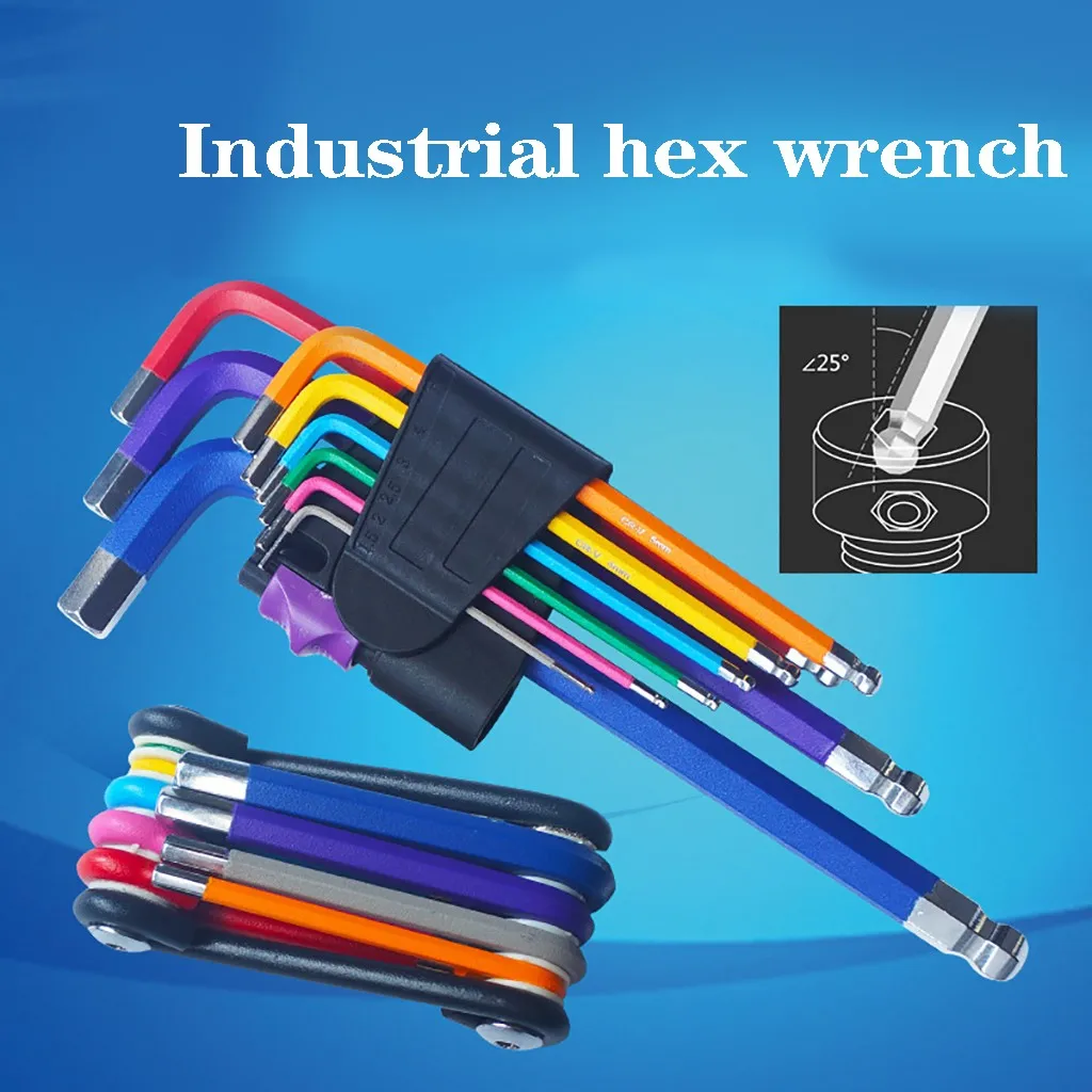 High Quality 9 pcs set of multi-function Hexagonal Wrench Allen Key Ball Head Hex Screwdriver High Hardness Strong Torque New