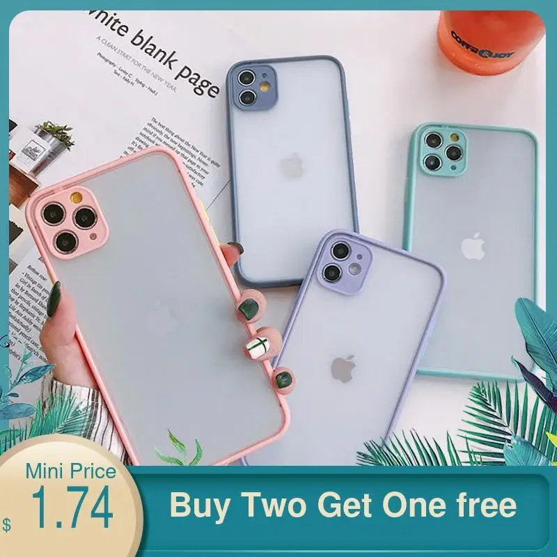 Hybrid Matte Security Protection Phone Case For iPhone 11 Pro Max XR XS 6S 8 7 Plus Transparent Silicone Mobile Cover | Мобильные