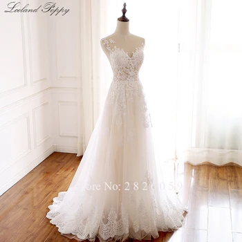 

Elegant A-line Tulle Beach Wedding Dresses 2019 for Bride Vestido de Novia Sleeveless Lace Appliques Floor Length Bridal Gowns