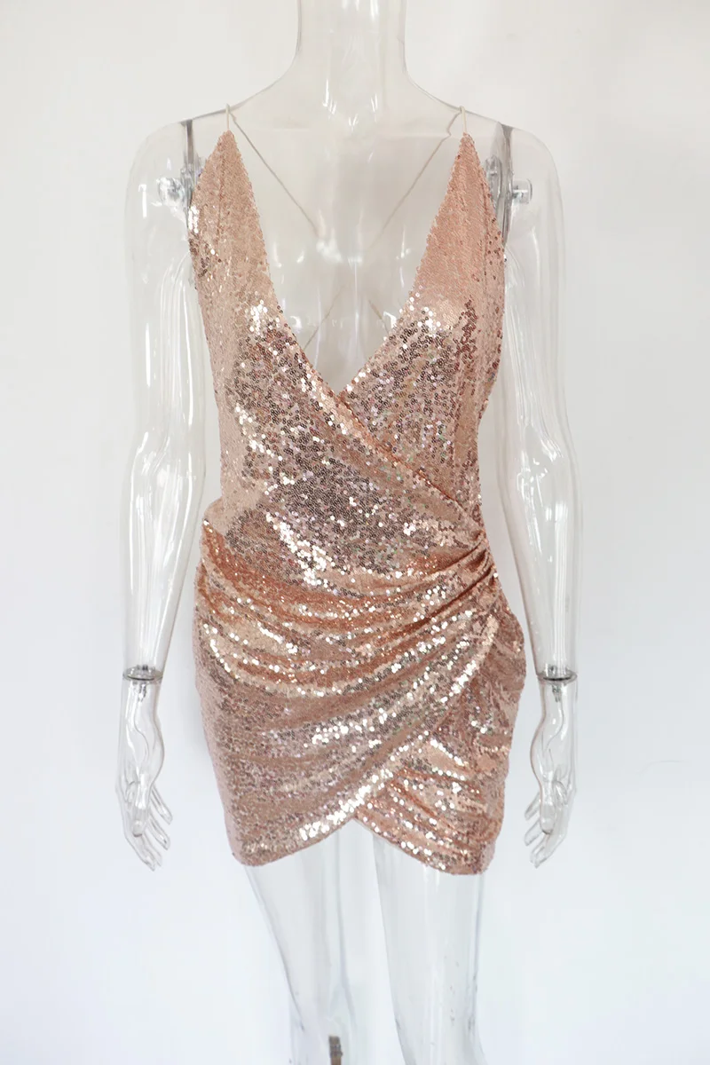 Cena Bonnie Forest kobiet Glam Slim cekiny Bodycon Party Dress kobiet brokat Sexy Backless Ruched przyjęcie noworoczne sukienki klubowe