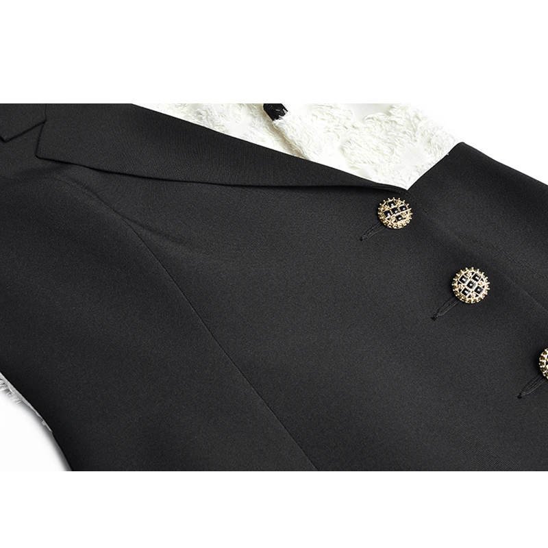 SEQINYY Office Lady Dress 2020 Spring Autumn New Fashion Design Women Dot Spliced Knee High Quality Button XXL