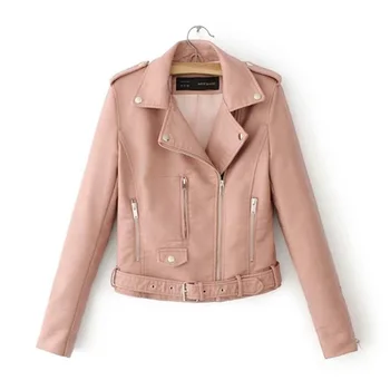 

Lucyever Autumn Women Faux Leather Slim Stand Collar Zipper Motorcycle Biker PU Coat Long Sleeve Sexy Luxury Female Jacket 2020
