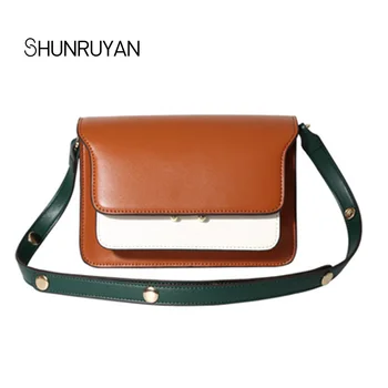 

SHUNRUYAN 2020 New Brand Women's Small Flap Bag Genuine Leather Messenger Bag Hasp Dress Bag Small Luxury Designer Shoulder Bag