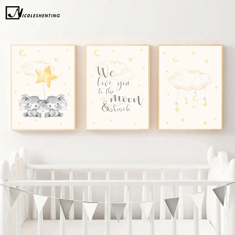 Детский постер детский настенный художественный холст с животными мультяшная