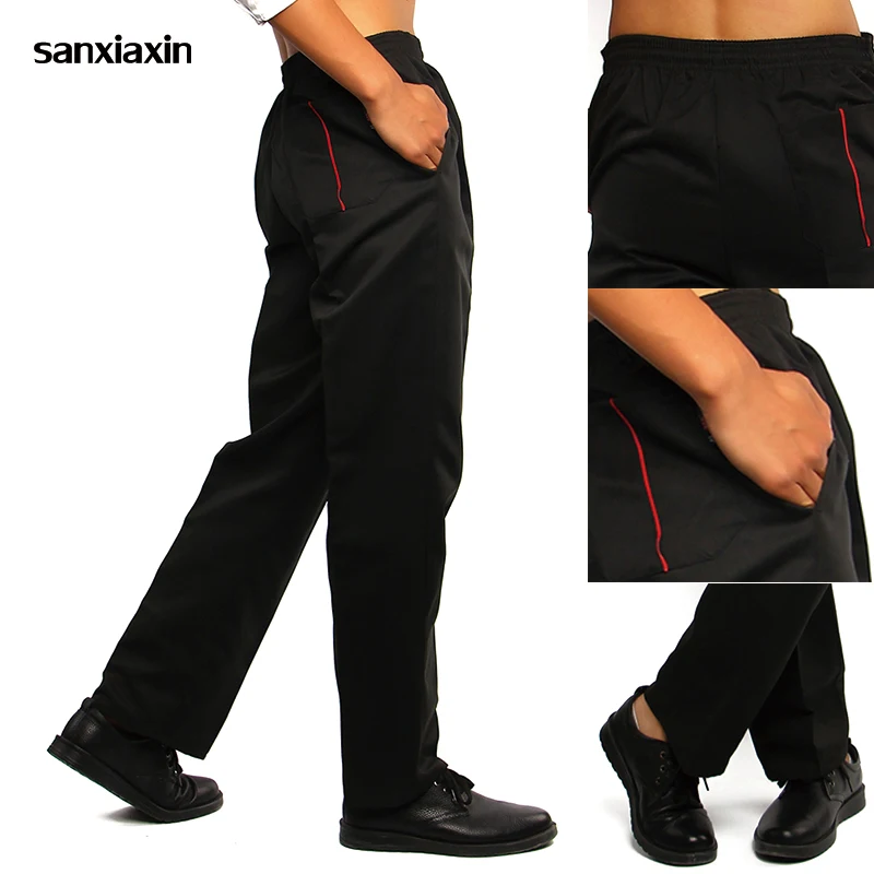 

sanxiaxin High quality hotel chef elastic waist trousers catering waiter work pants restaurant comfortable chef pants wholesale