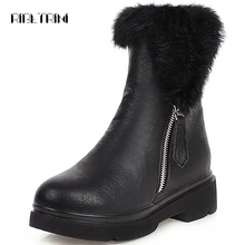 RIBETRINI/крутая женская зимняя обувь на меху; женские ботильоны на плоской платформе с круглым носком; Уличная обувь; зимние ботинки; большие размеры 34-43