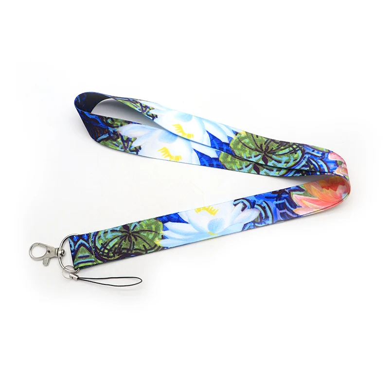 Van Gogh Lotus Flowers Art for Keychain ID Card Pass Phone Badge Holder Hang Rope Lariat Ribbon Lanyard Key Holder DC121