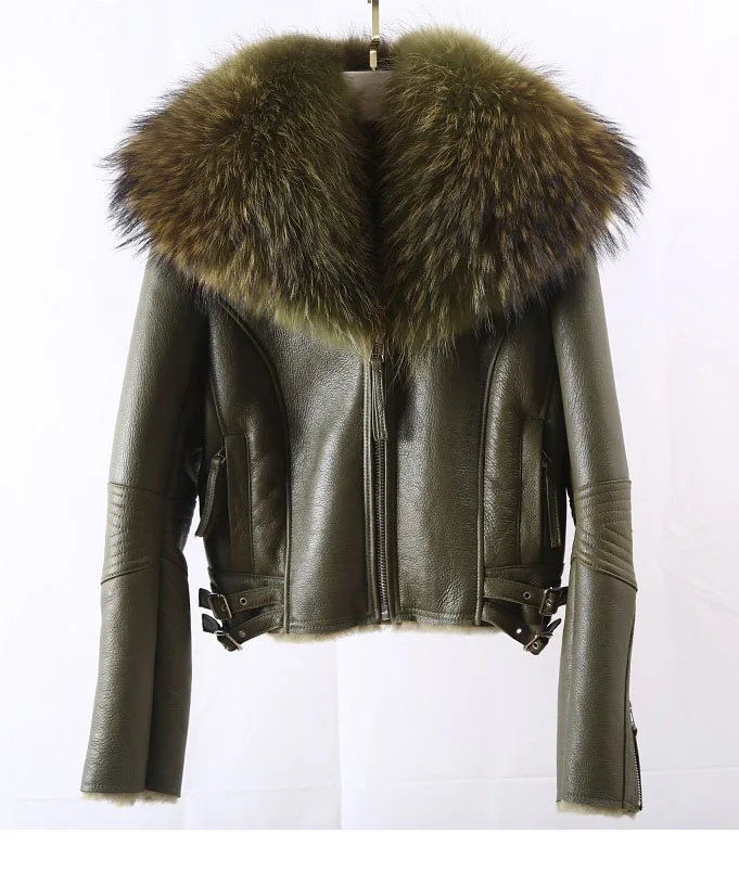 new winter jacket real fur coat Whole skin fox fur collar Genuine Leather Lamb fur fur coat woman's clothing short coat