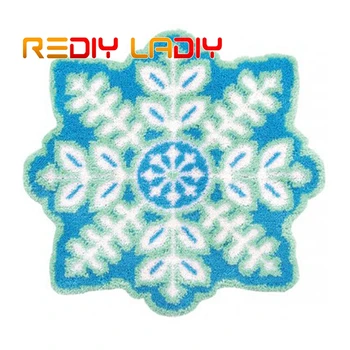 

Latch Hook Kit Make Your Own Rug Blue Snowflake Crocheting Cushion Mat DIY Carpet Rug Acrylic Yarn Printed Canvas Hobby & Crafts