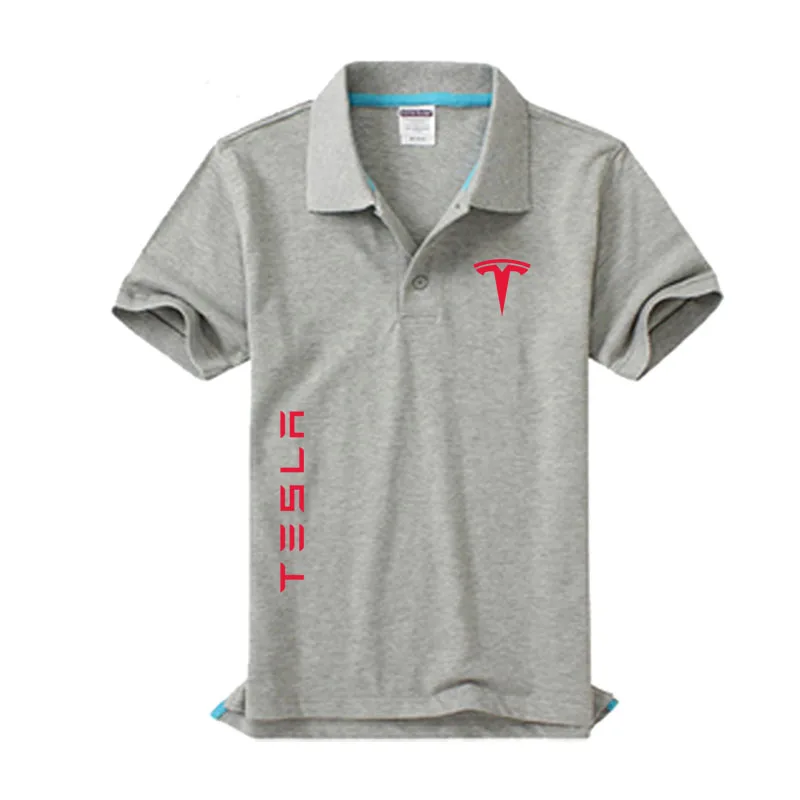 Tesla logo Мужская модная повседневная мужская рубашка поло однотонная Повседневная рубашка поло