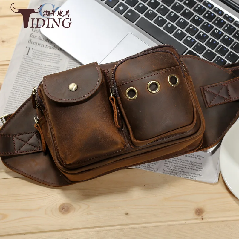 

Tiding Retro Horse Leather Men Cash Storage Wallet Cowhide Casual Large Capacity Outdoor Wallet Shoulder Bag 3008
