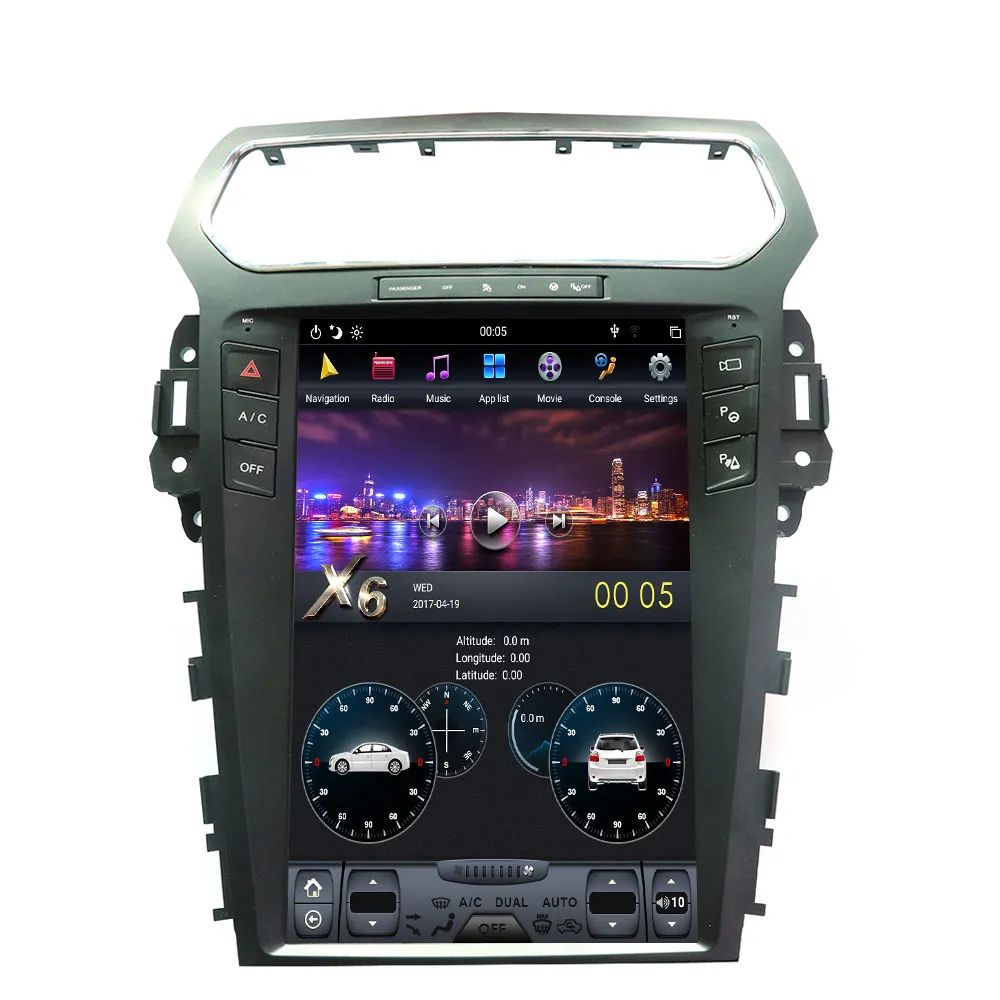 4G 64G PX6 Android 9.0 Car Radio Tesla Vertical Screen for Ford Explorer 2011- Audio Player In-dash Carplay GPS Navigation