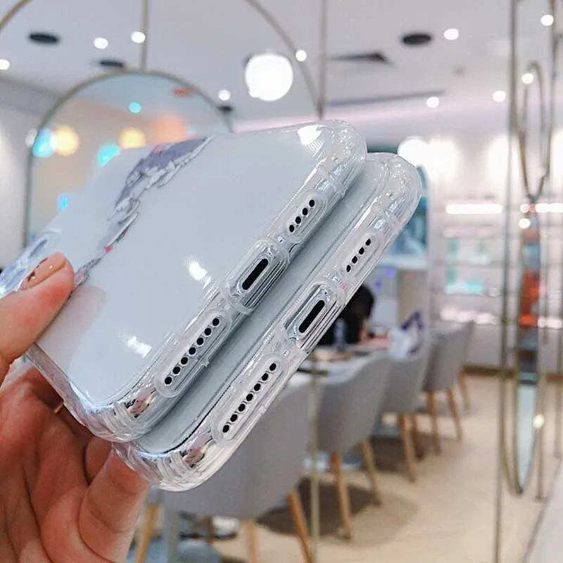 Забавный милый чехол для телефона с мультяшным котом и мышкой для iPhone 11 X XR Xs Max 8 7 6 6s Plus 11 Pro Max мягкая прозрачная задняя крышка из ТПУ