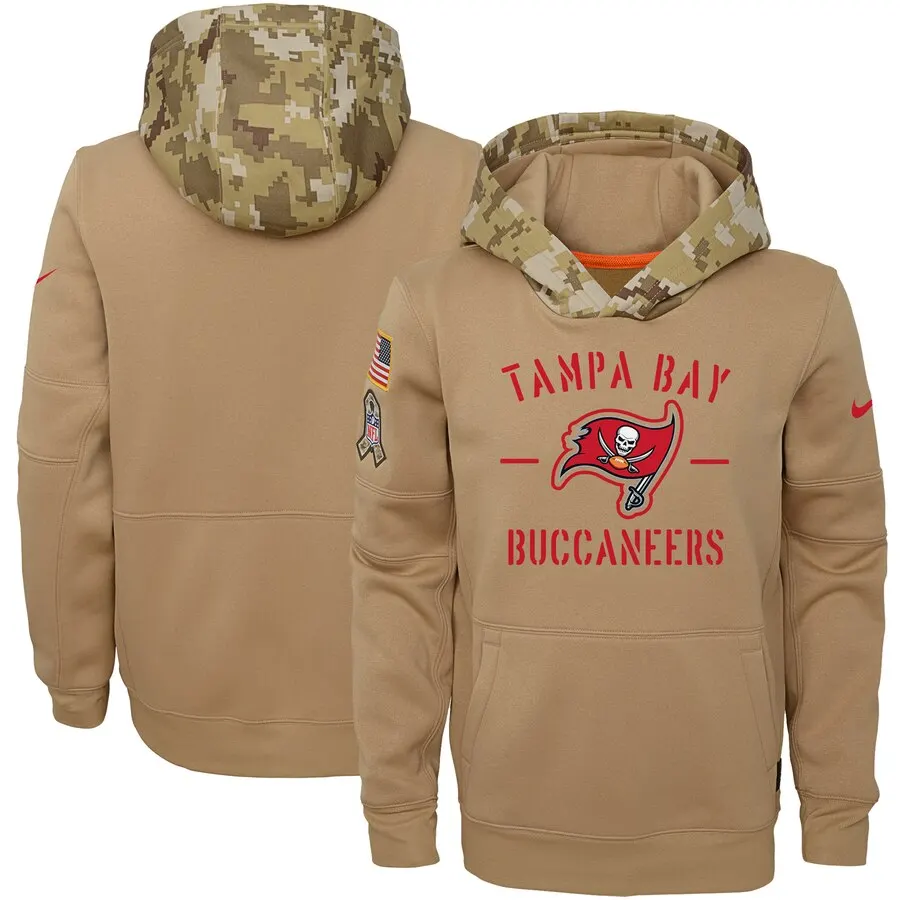 Tampa Bay женский молодежный Американский Футбол Толстовка Buccaneers Салют для обслуживания Sideline Therma пуловер с капюшоном Tan