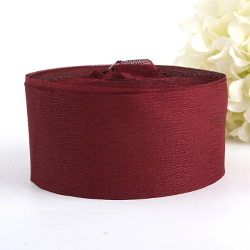 6CM winered 50 м/лот, 6 см, морщинка, пряжа, твердая лента, праздничные, вечерние, подарок, Decoratio, сделай сам, украшение для волос, аксессуары, украшения для детского душа - Цвет: 6CM winered