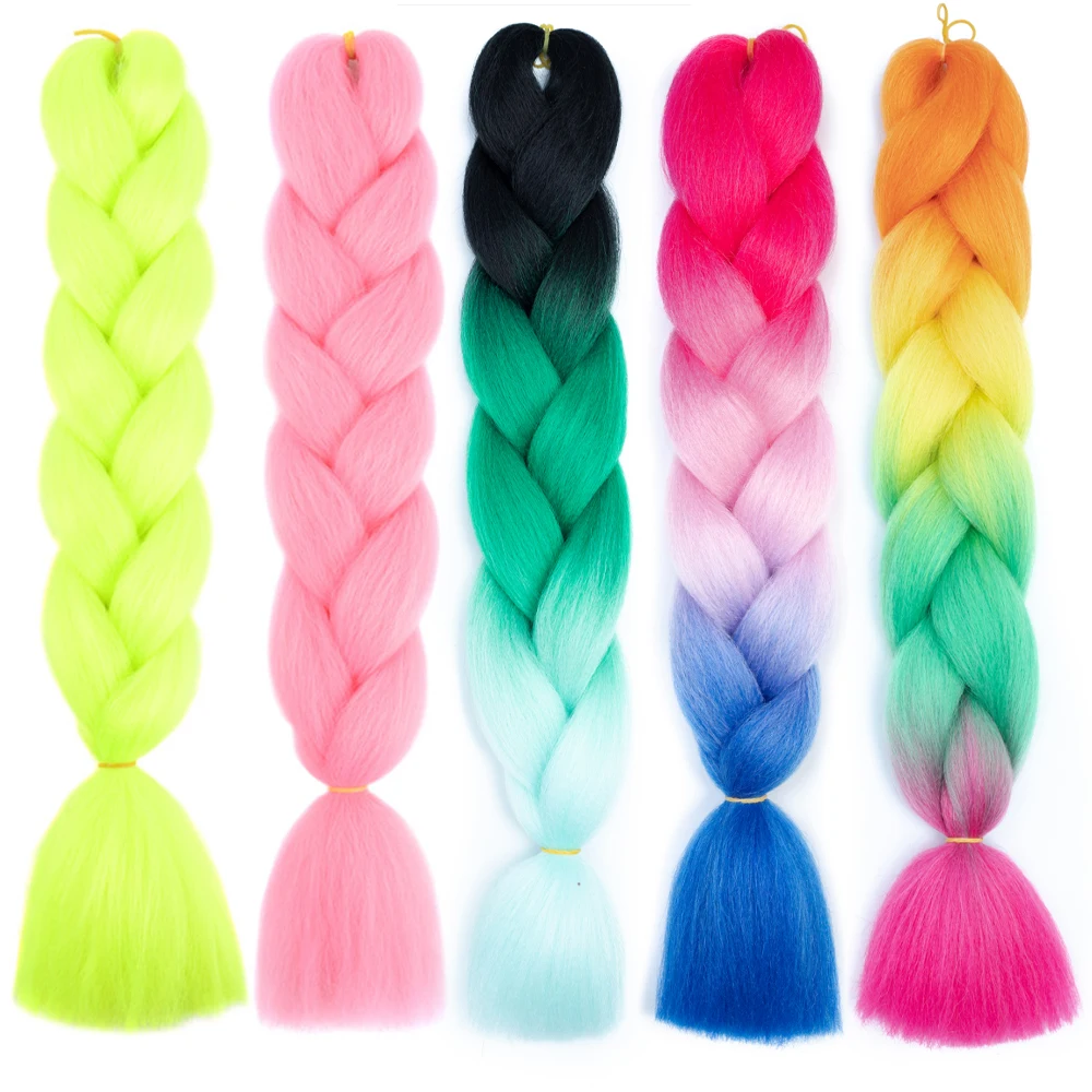 Jumbo de la trenza del pelo de 24 pulgadas falso extensiones de cabello sintético caja Rosa trenzado de cabello Kanekalon para trenzas de hilos de fibras