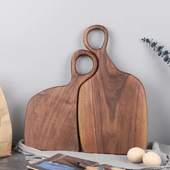 

Creative Wood Bread Tray Fruit Chopping Board New Fashion Black Walnut Wood Cutting Board Solid Wood Plate