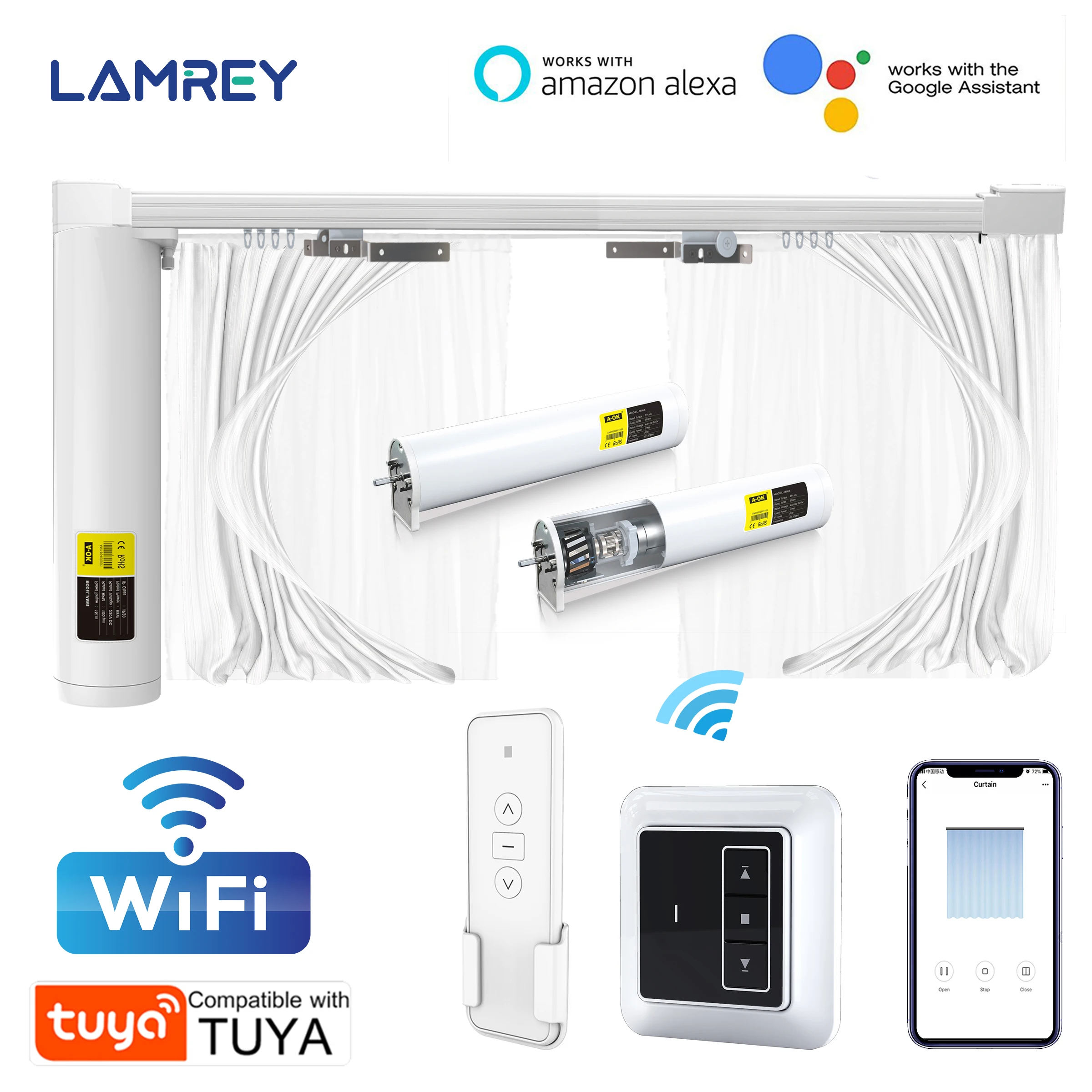 Smart Curtain Blind Motor Alexa Echo Google Home Tuya WiFi Control