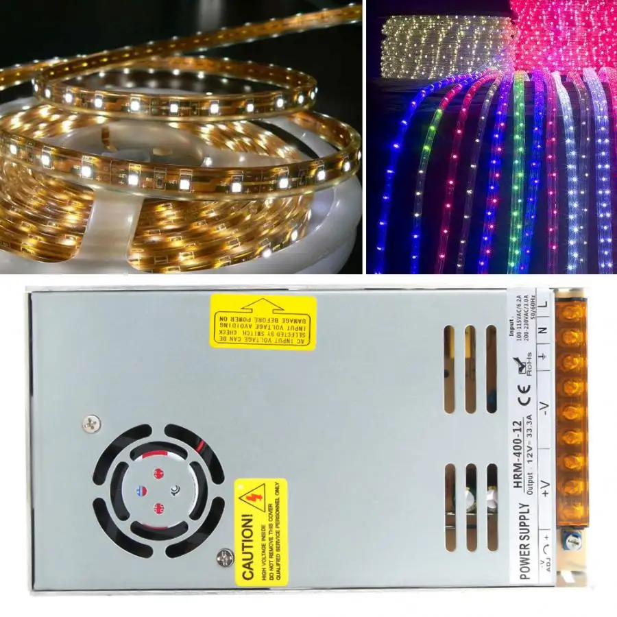 

DC Switch Power Supply PWM Intelligent Control for LED Light Strip 100~115VAC or 200~230VAC to 12V 400W