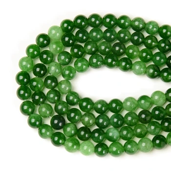 

Factory price Natural Green jade Round Loose Beads 15" Strand 4 6 8 10MM Pick Size For Jewelry Making and design