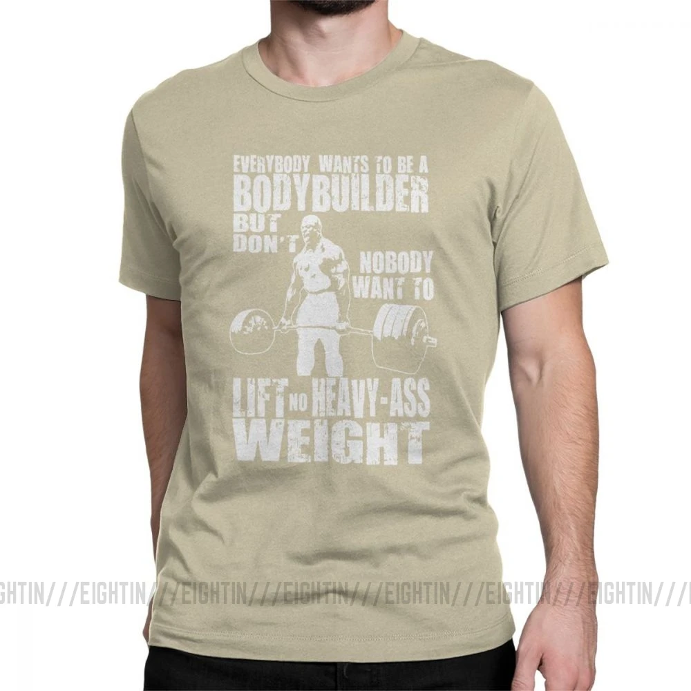 Бодибилдер Ронни Коулман Deadlift футболка для мужчин с коротким рукавом Футболка вырез лодочкой очищенный хлопок топы стиль футболки - Цвет: Хаки